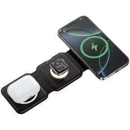 BASE DE CARGA INALAMBRICO 3en1 MAGSAFE NEGRO VENTION